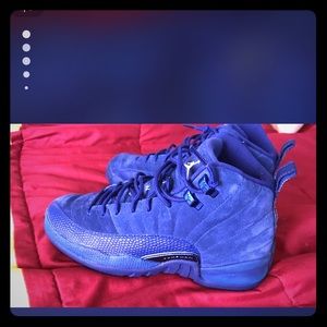 Blue suede air Jordan 12’s